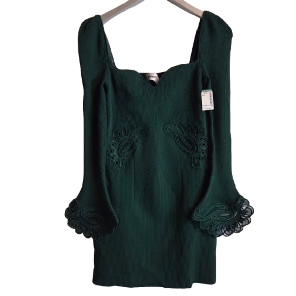 Self-Portrait Dark Green Long Sleeve Dress - Picture 2 of 4